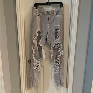 Distressed Gray Women Jeans